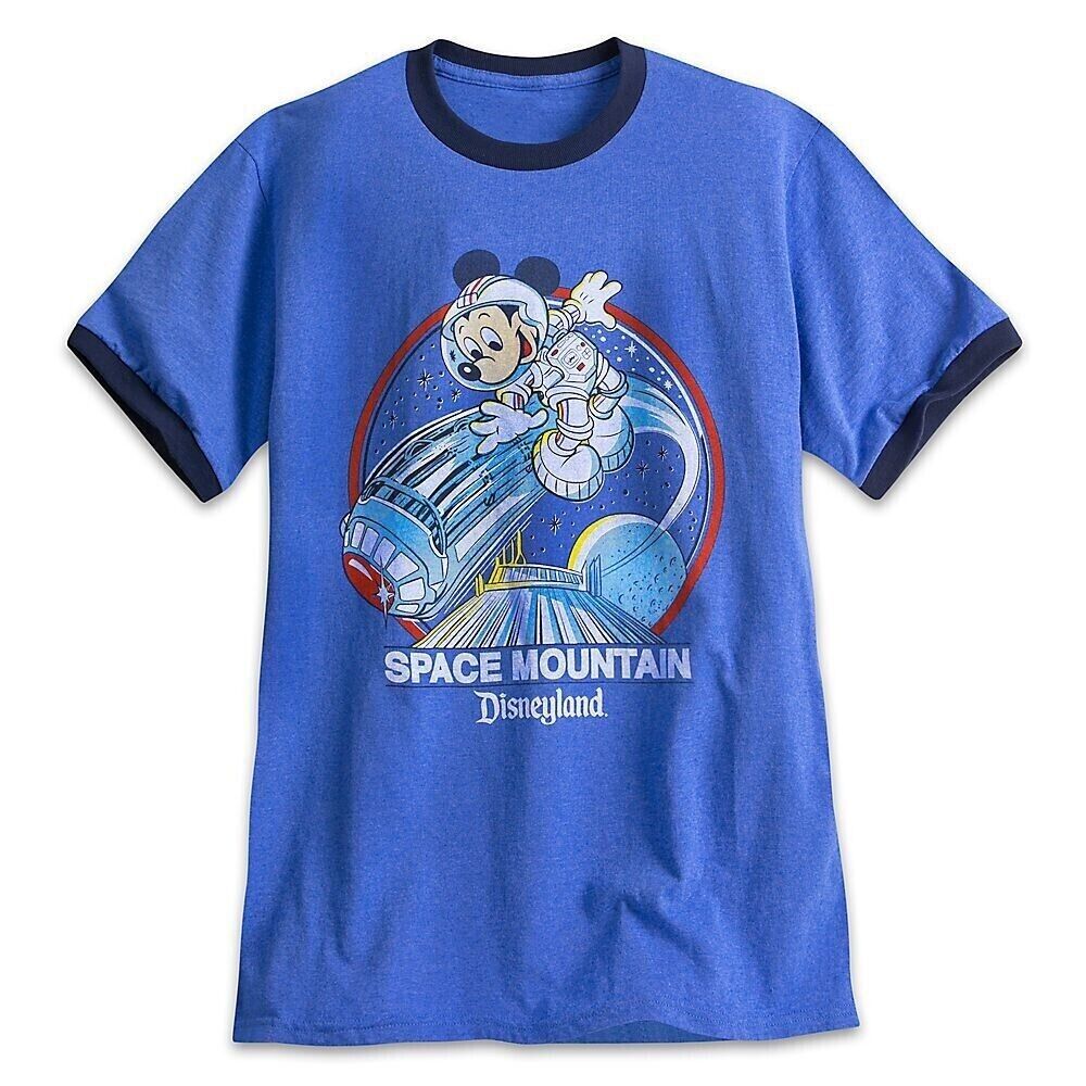 Disney YesterEars Space Mountain Ringer Tee Mickey Mouse XL Blue NEW