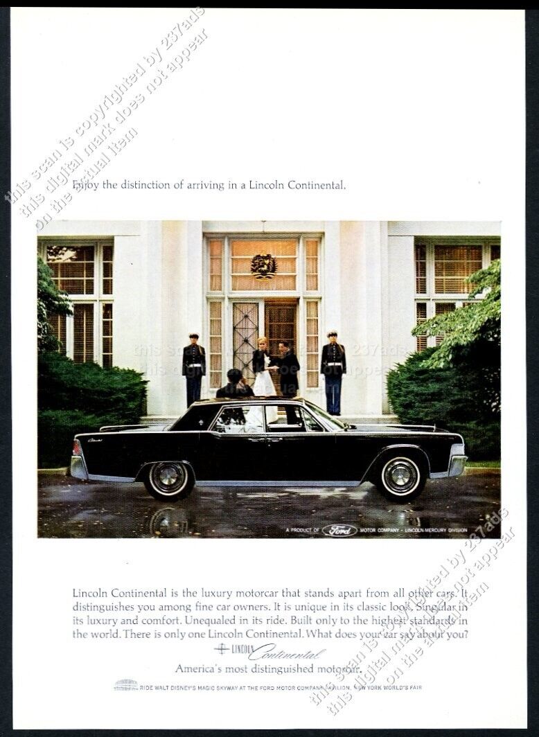 1965 Lincoln Continental black car photo vintage print ad