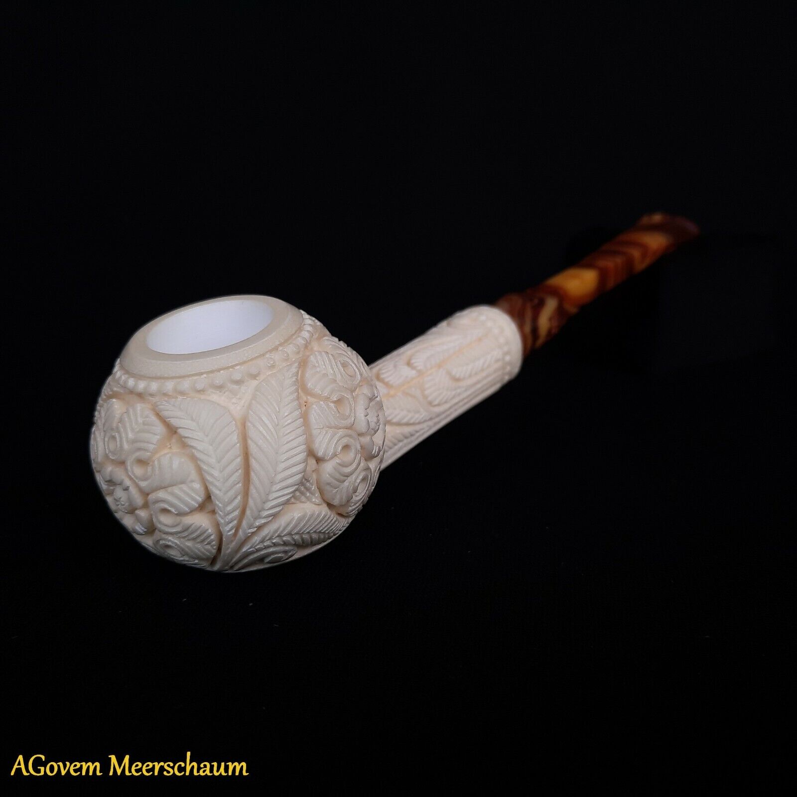Floral Block Meerschaum Pipes Smoking Tobacco Pipes Pipa Pfeife + CASE AGM-58