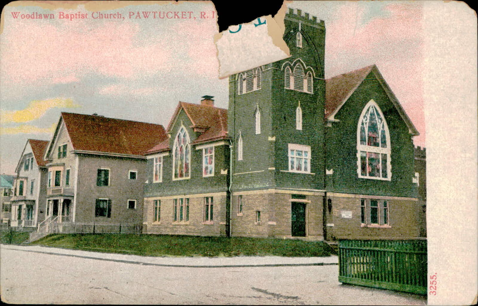 Postcard: Woodlawn Baptist Church, PAWTUCKET, R. I 3255.