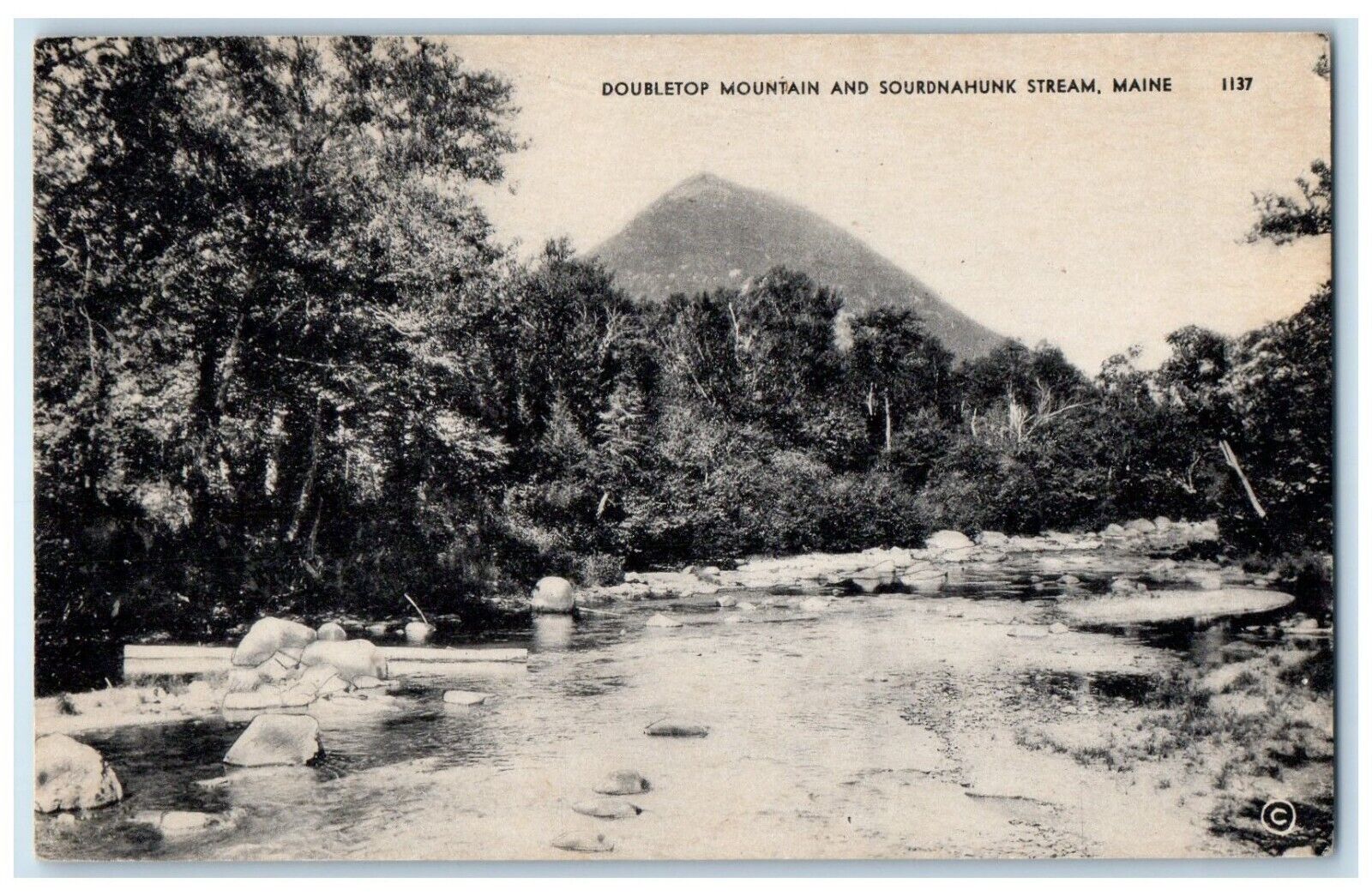 c1940 Doubletop Mountain Sourdnahunk Stream Maine ME Unposted Vintage Postcard