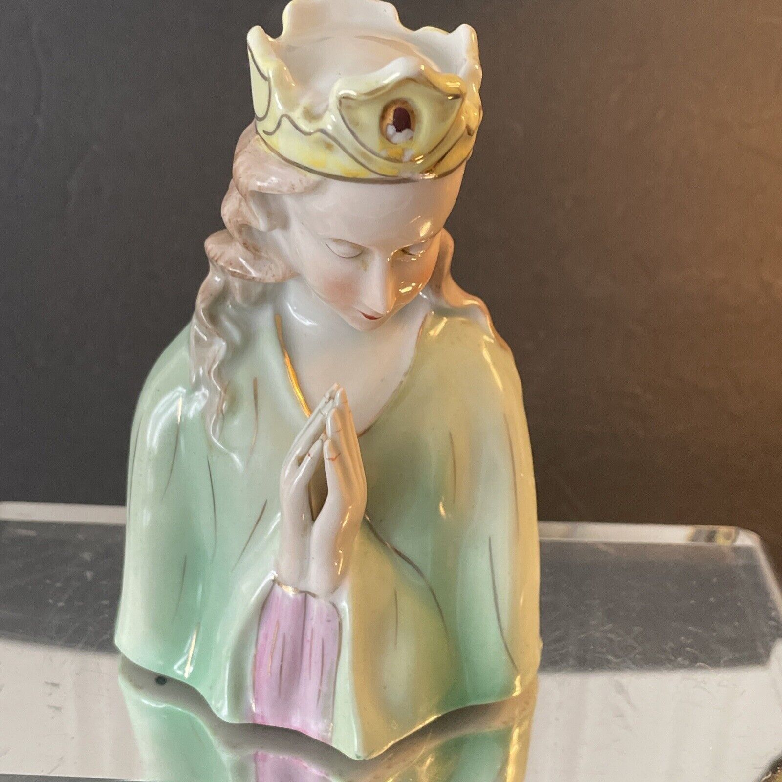 VTG Praying MADONNA  Figurine Hand Painted Andrea By Sadek Made In JAPAN L-54
