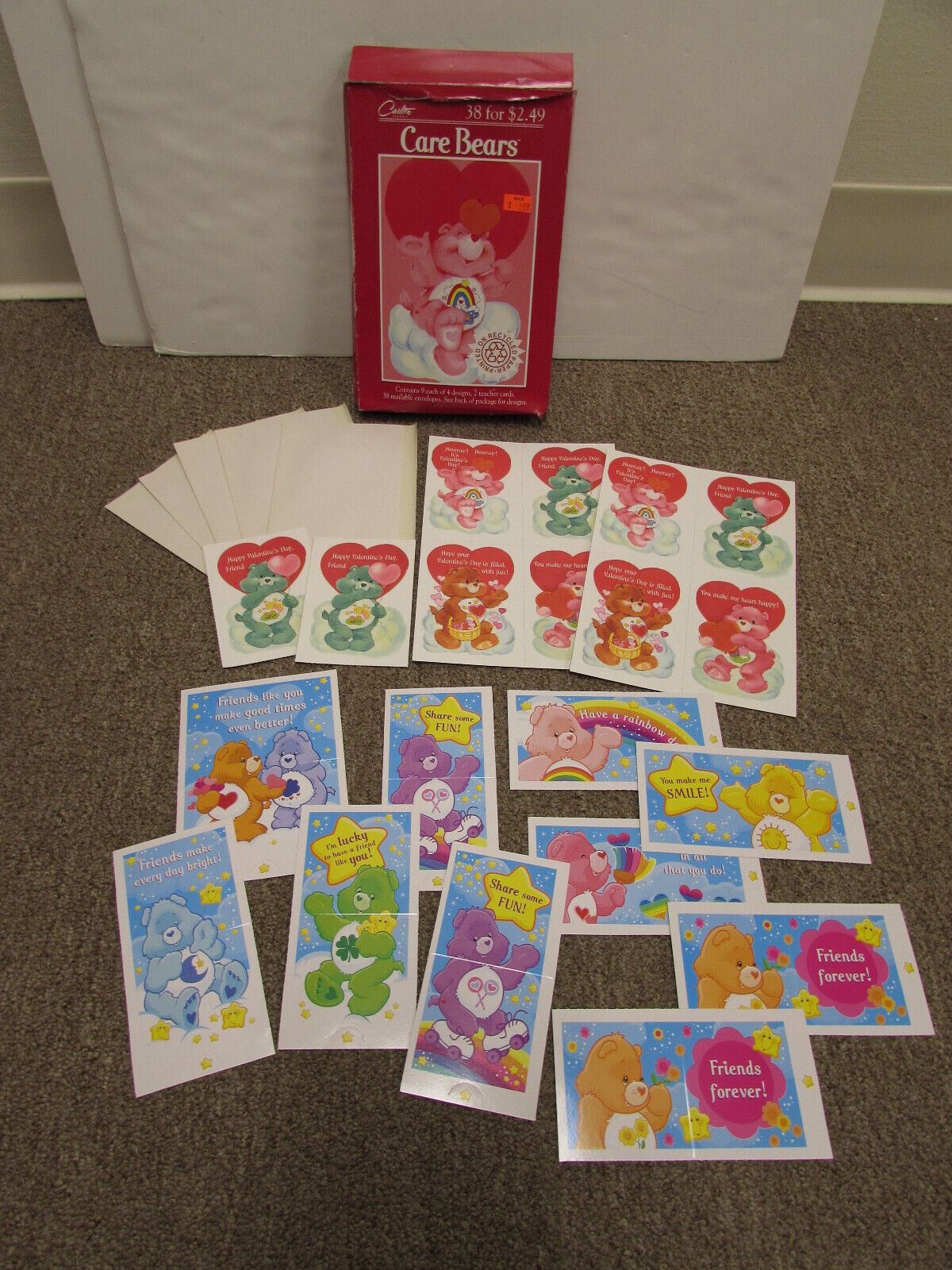 Vintage Care Bears Valentines Cards Envelopes Box 90s 2000s American Greetings
