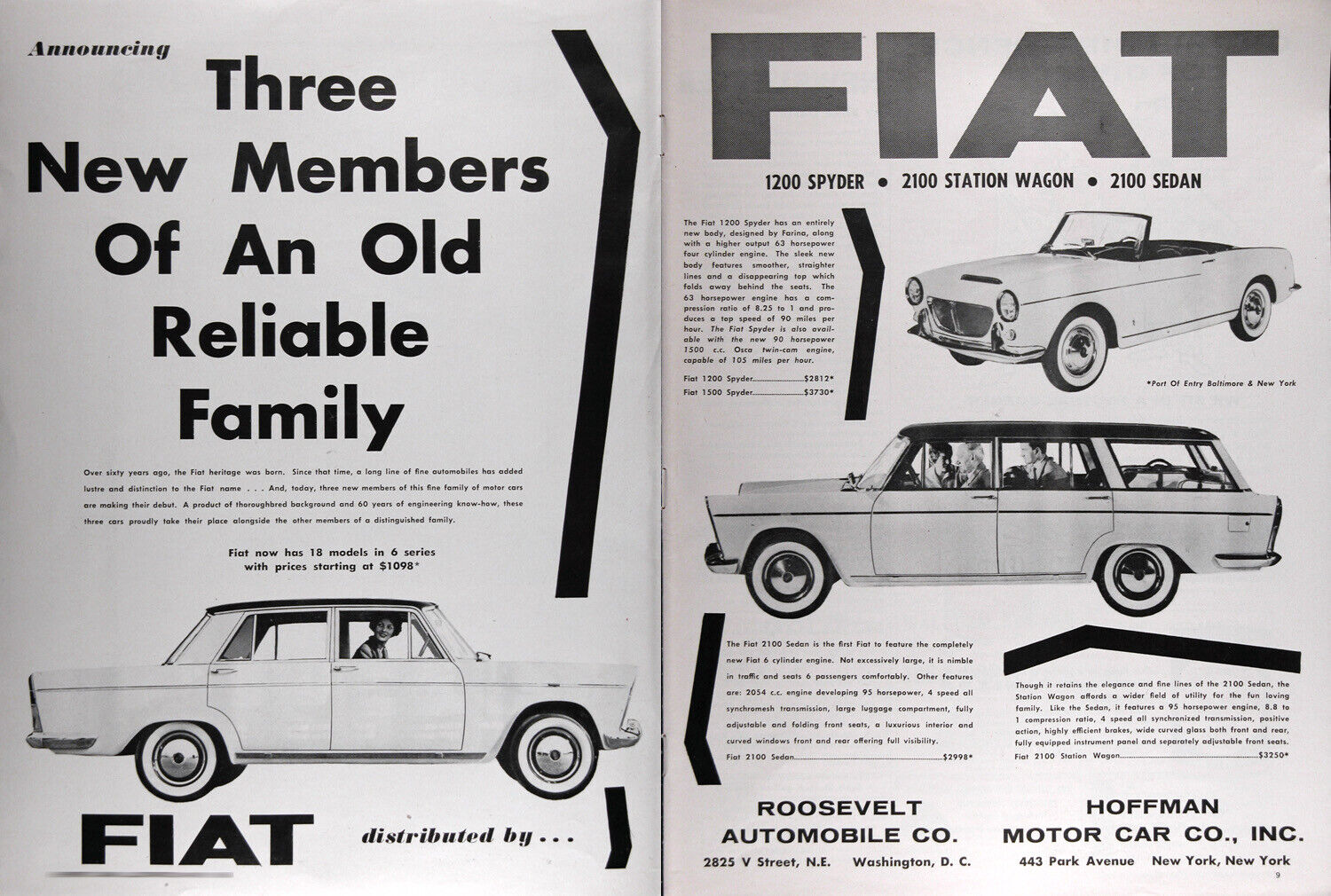 1960 FIAT 1200 SPYDER 2100 SEDAN & WAGON Genuine Vintage Ad ~ 