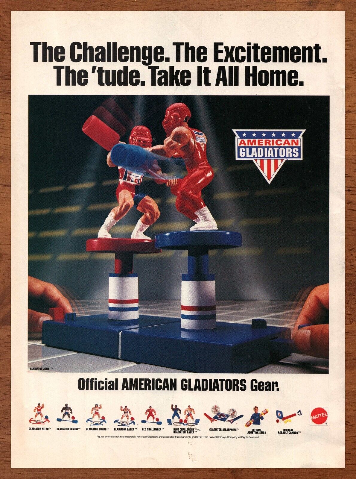 1991 Mattel American Gladiators Action Figures Vintage Print Ad/Poster Toy Art