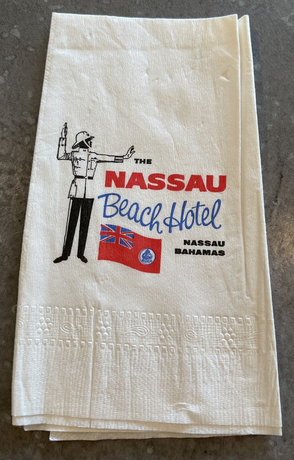 Vintage Nassau Beach Hotel Bahamas Paper Napkin Saved Unused Souvenir 1960s