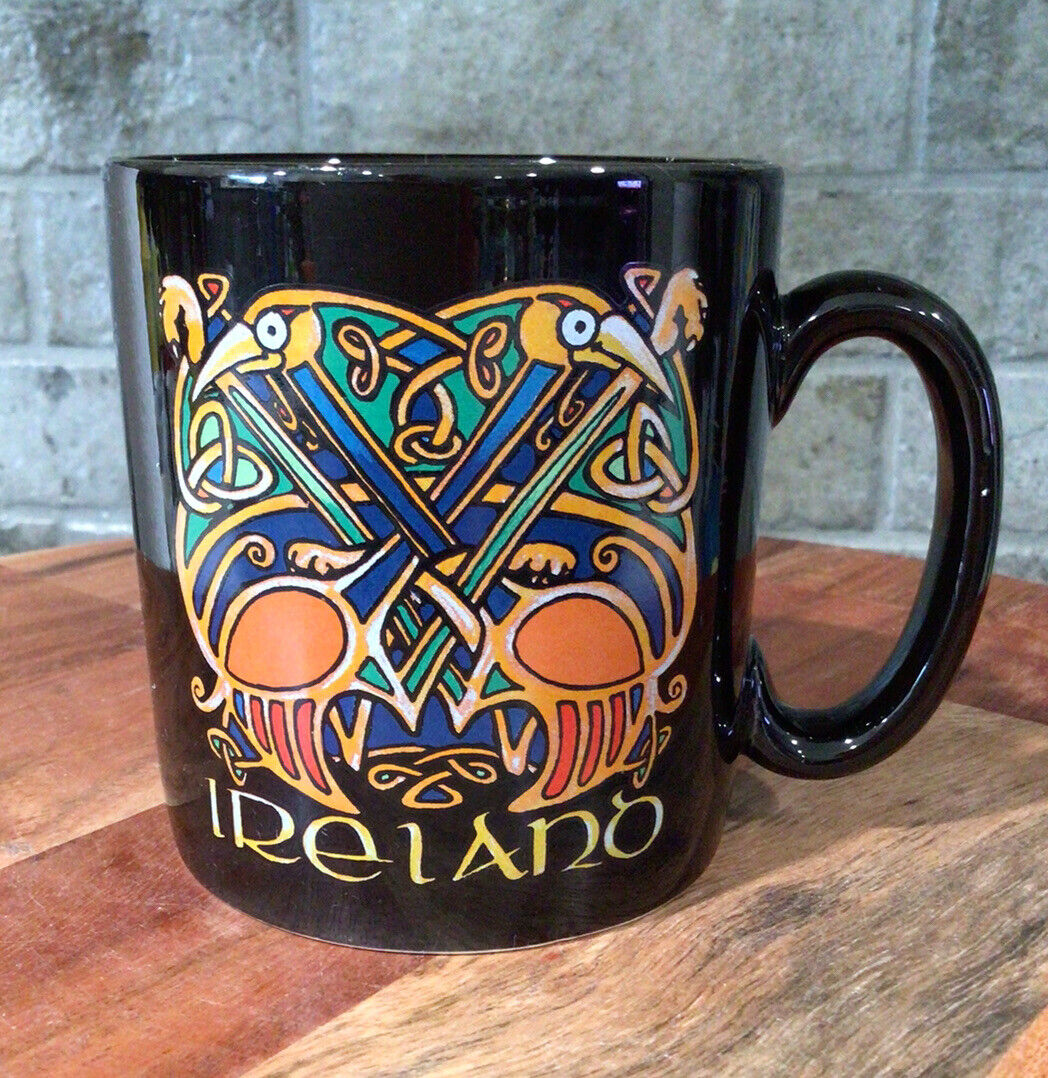 Ireland Celtic Black Coffee Mug 2000 Irish Scrollwork Design 10.5 oz