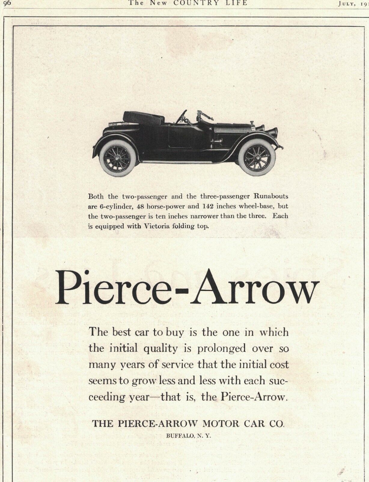 1918 Pierce Arrow Runabout Original ad from Country Life - Rare