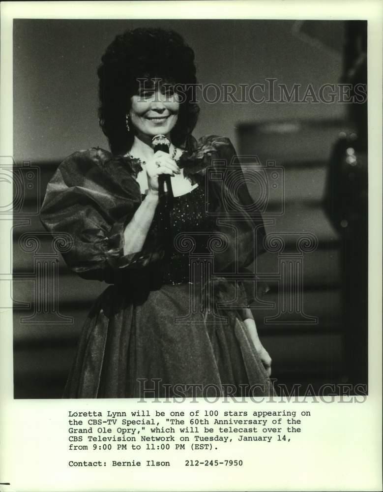 1986 Press Photo Singer Loretta Lynn on CBS Television Special - nop55461