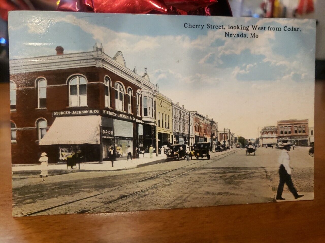 1915 Cherry Street West from Cedar Nevada Missouri MO Postcard Sturgis Jackson