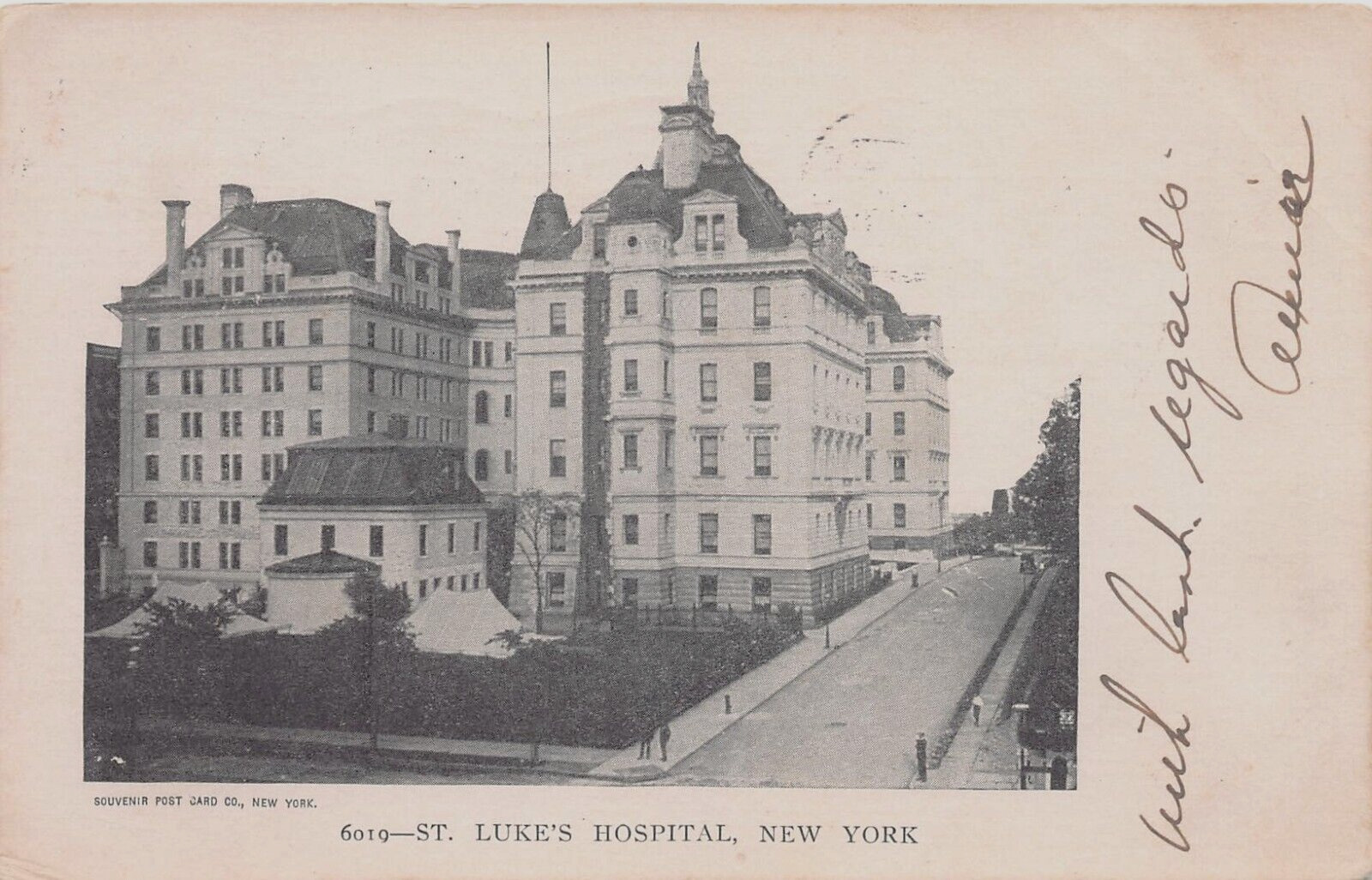 St. Luke\'s Hospital, Manhattan, New York City, 1905 Postcard, Used