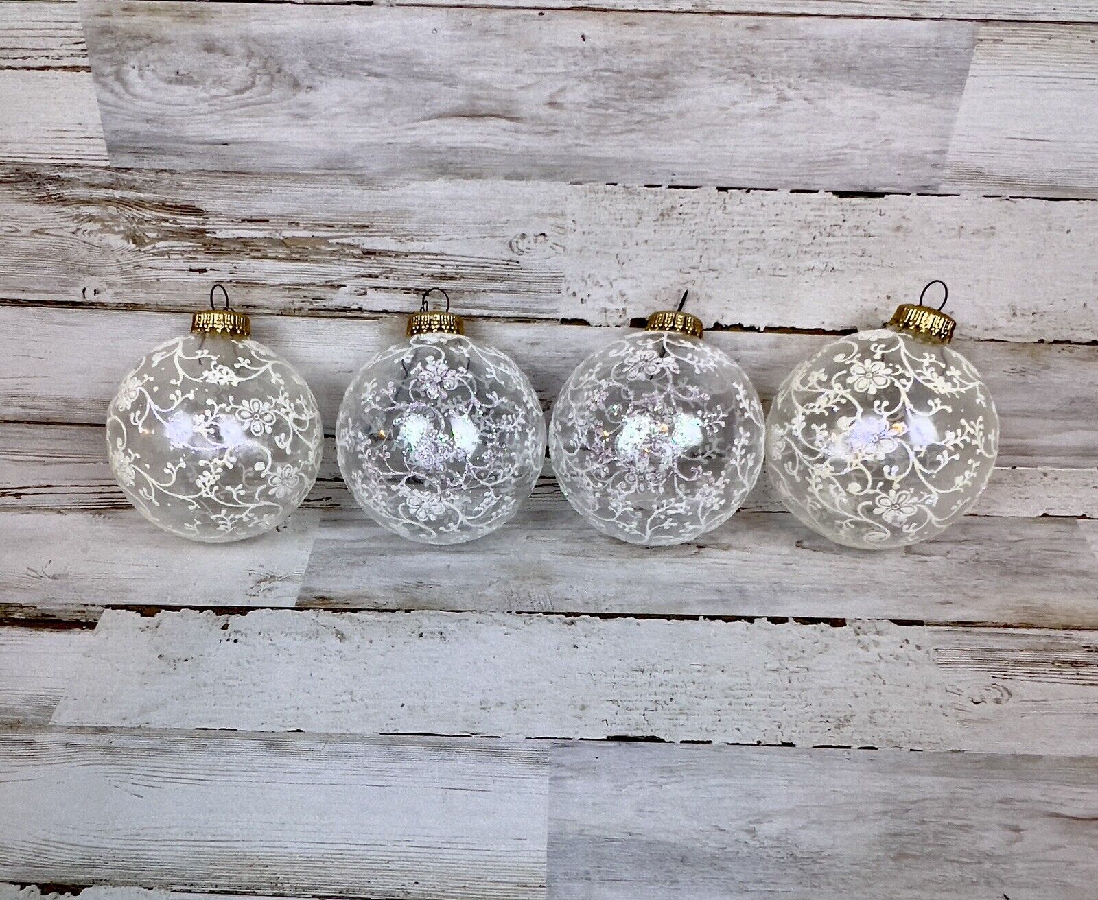 Vintage Silvestri Glass Christmas Ornaments Clear Iridescent Balls 3\