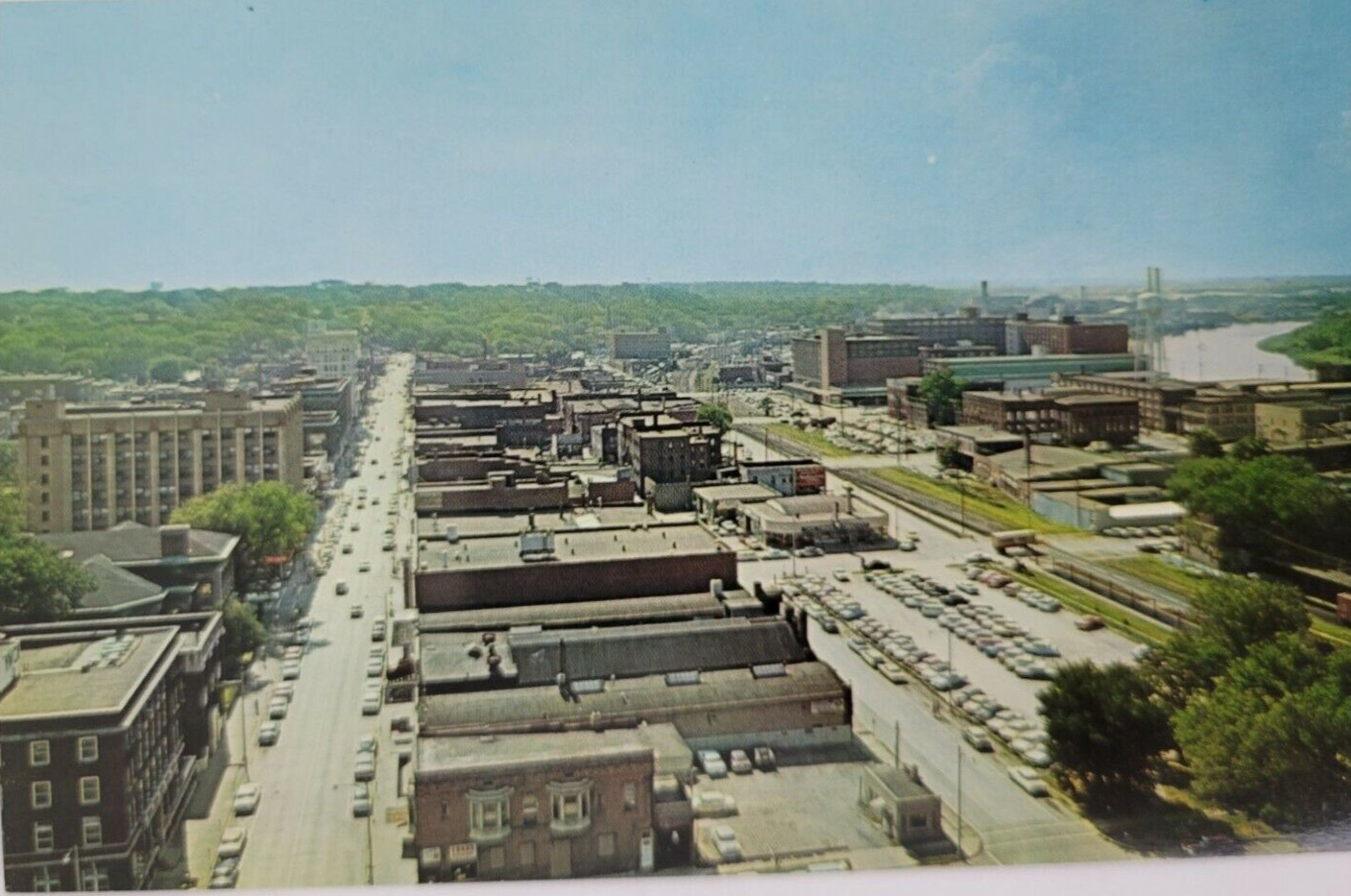Aerial View Downtown Moline Illinois Postcard Chrome Unposted
