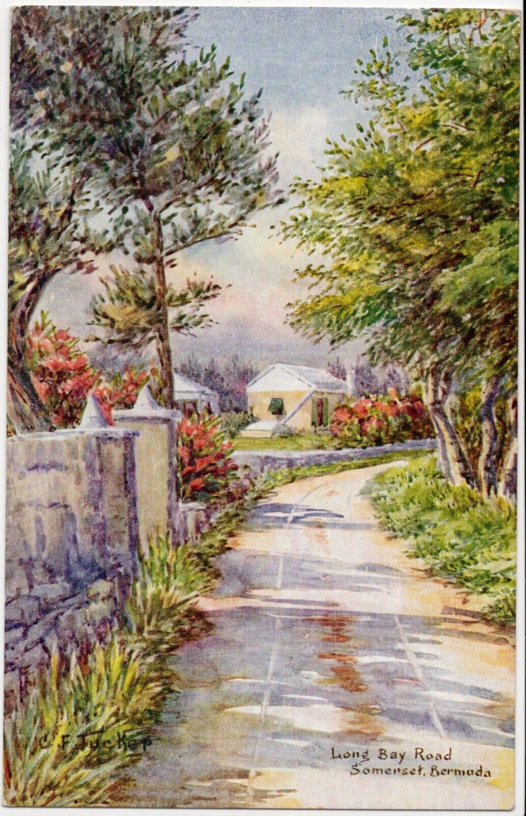 Long Bay Road, Somerset, Bermuda 1955 Posted Postcard 3d Bermuda Map Stamp