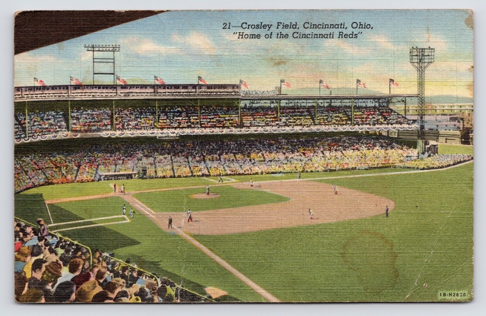 c1930s Crosley Field Cincinnati Reds Stadium Bird\'s Eye View Ohio VTG Postcard