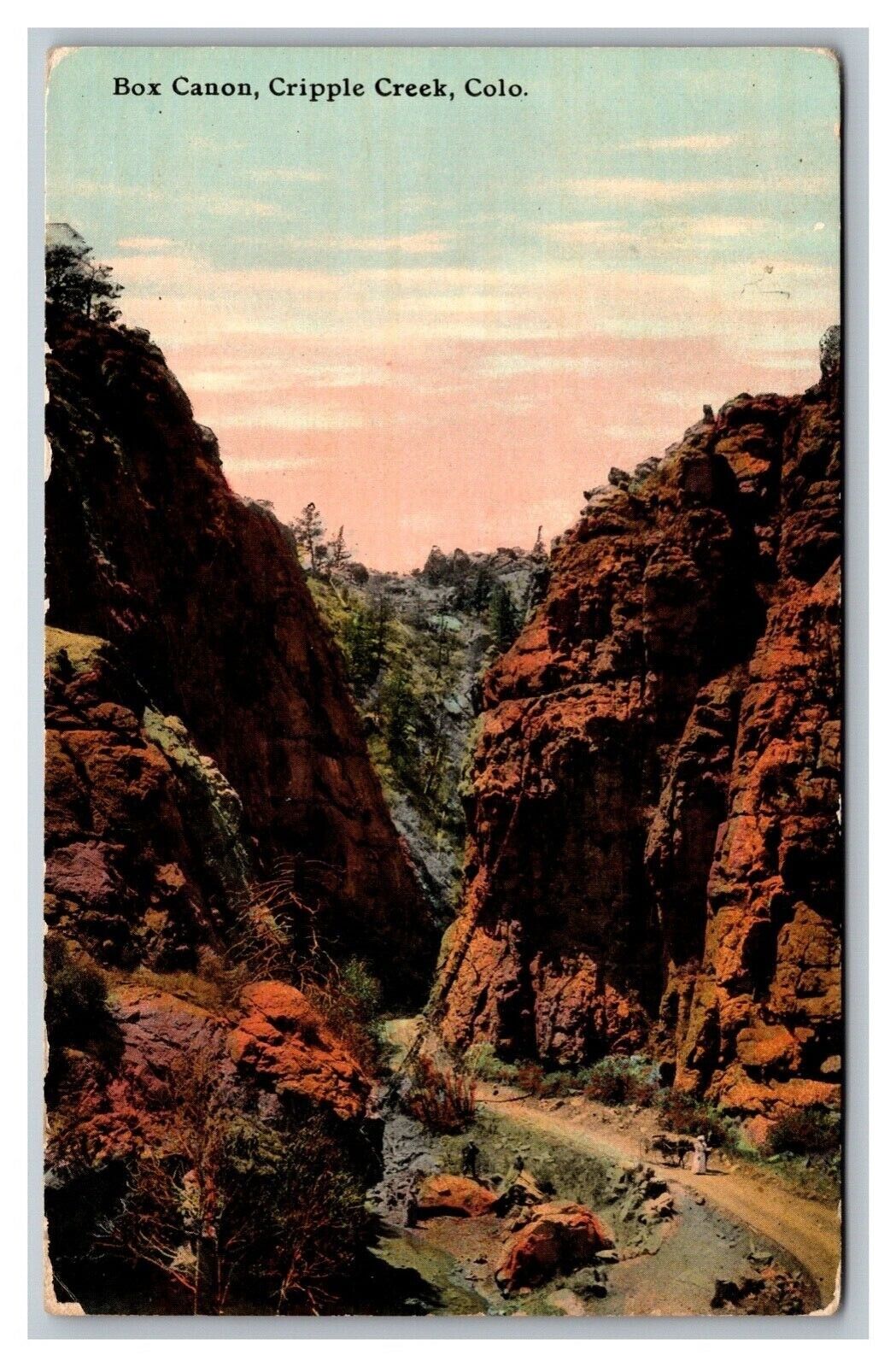 Cripple Creek, CO Colorado, Box Canyon, Divided Back Postcard Posted 1912