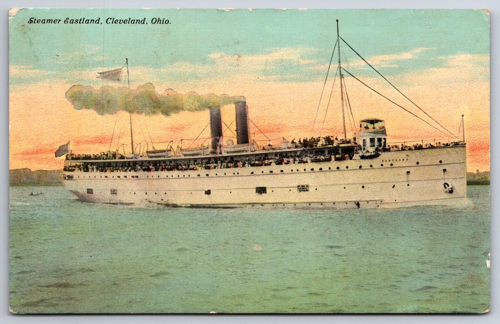 Cleveland Ohio~Steamer Eastland~Folks on Deck~1911 Postcard