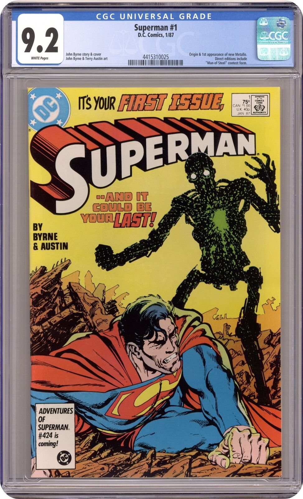Superman #1 CGC 9.2 1987 4415310025