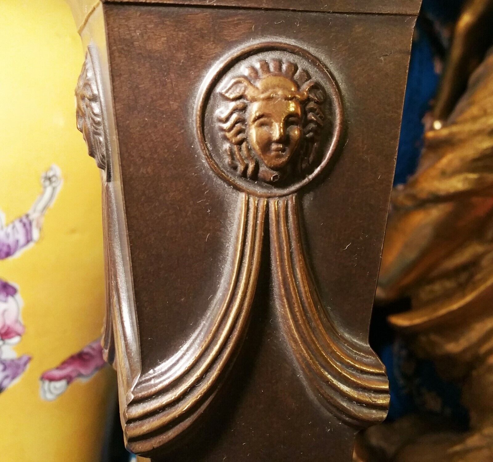 GIANNI VERSACE neoclassical medusa lamp vtg italian bronze statue gold table art
