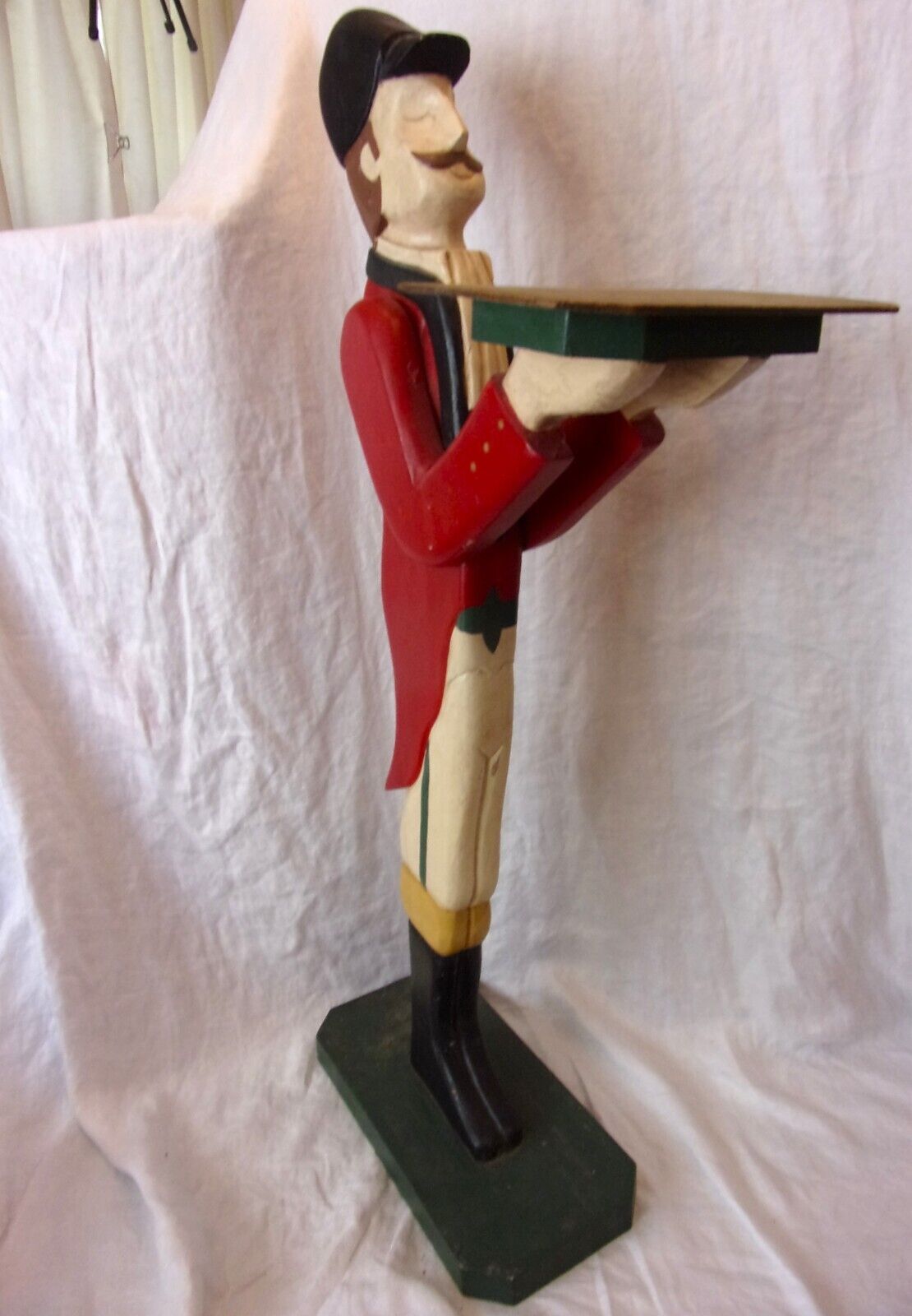 Vintage Primitive Butler Stand Wood Horse Jockey Serving Tray Table FREE S/H