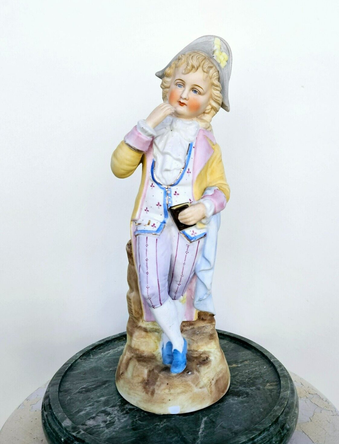 Antique Germany Bisque Porcelain Figurine Boy Gebrüder Heubach 19th c