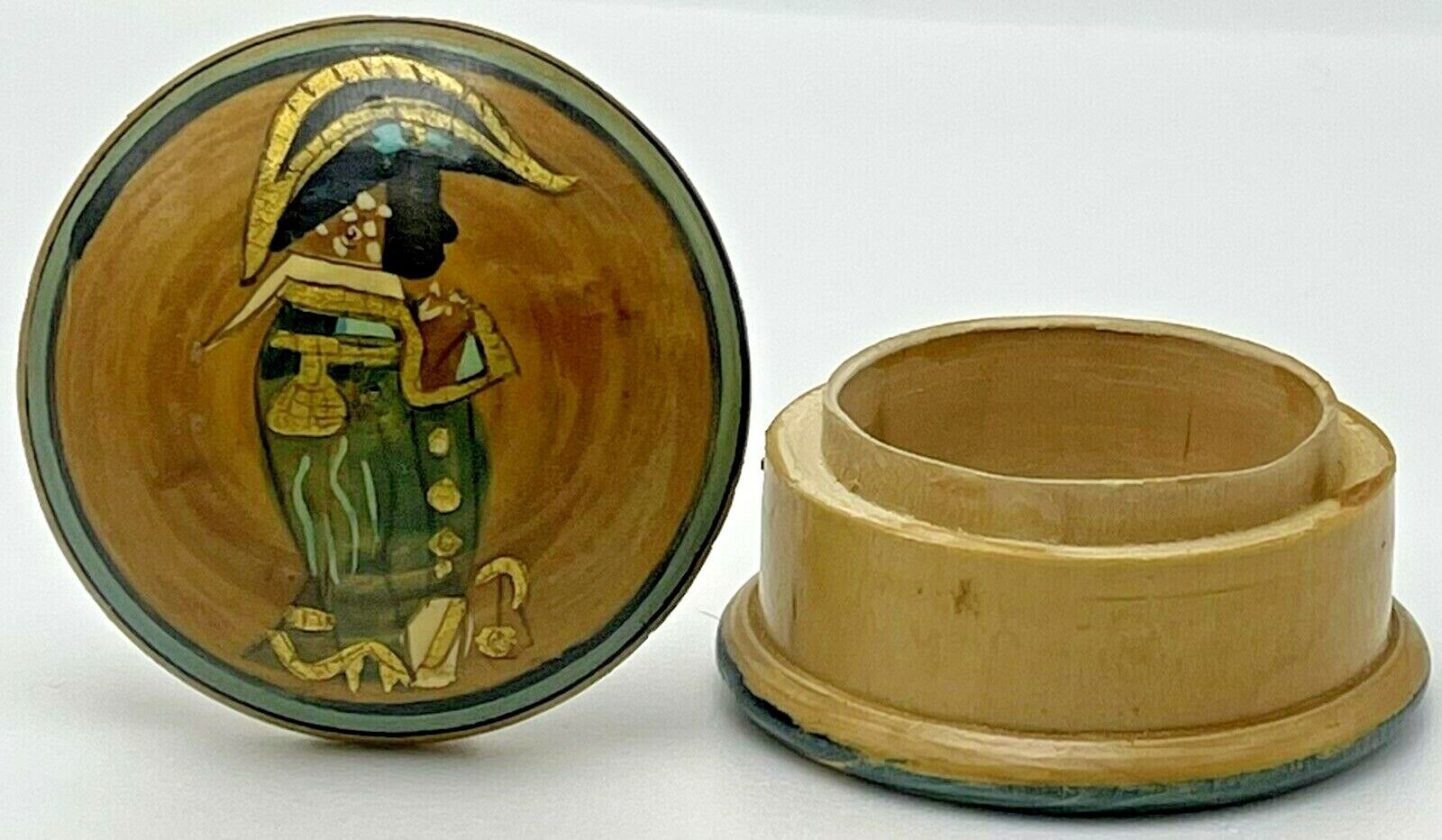 Authentic Models Wood Trinket Box Admiral Bicorn Hat Painted Blackamoor