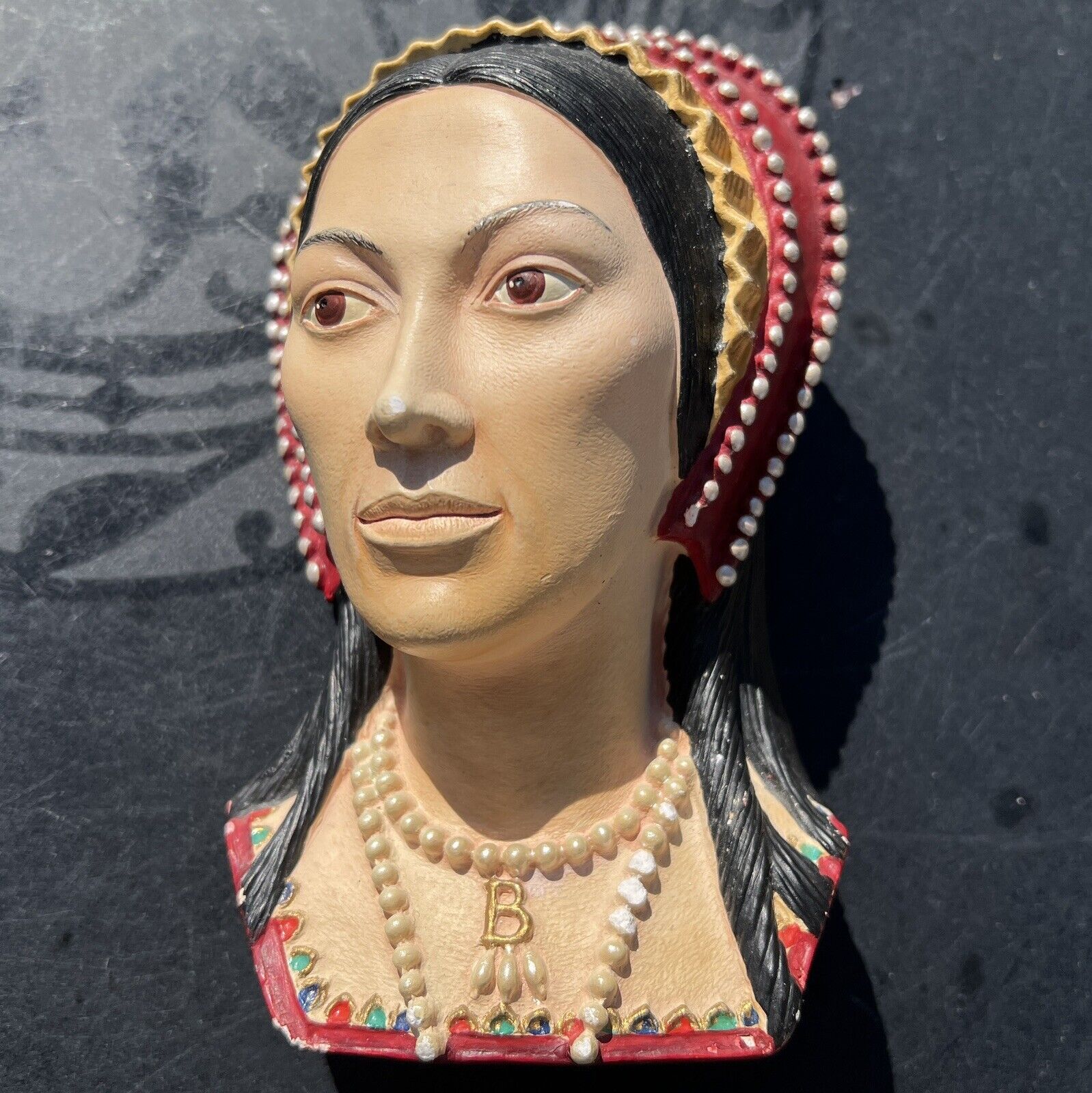 Vtg Bossons Chalkware Head Bust Anne Boleyn Congleton England - Some Chips