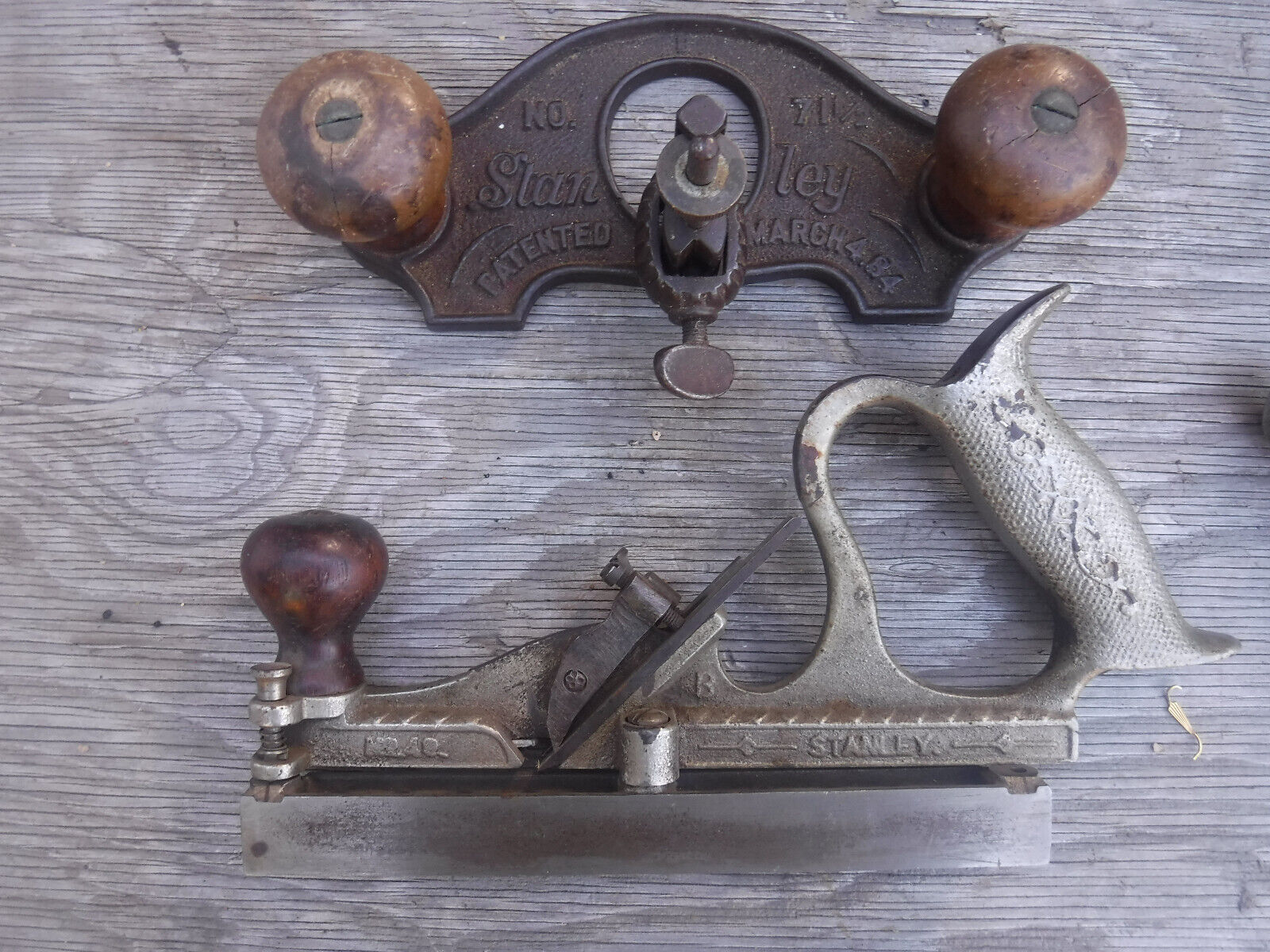 7 ANTIQUE VINTAGE TOOL LOT 3 WOOD PLANES 2 STANLEY ORNATE 48  71  1 /2  EARLY NR