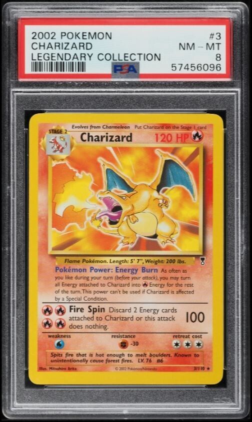 Pokemon Card Legendary Collection Charizard No Holo PSA 8NM - MINT