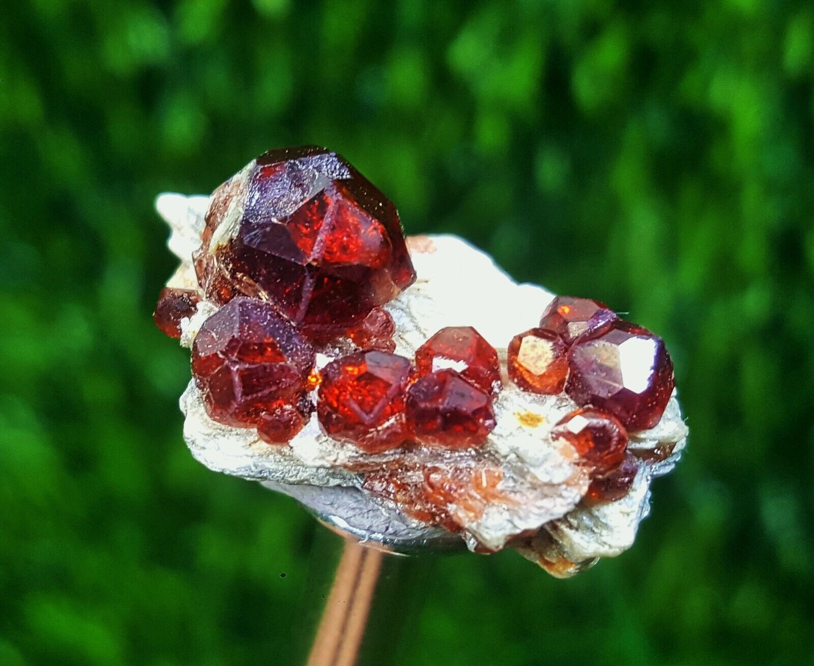 13 Carat Spessartine Garnet Terminated Crystals On Albite Specimen From Shigar