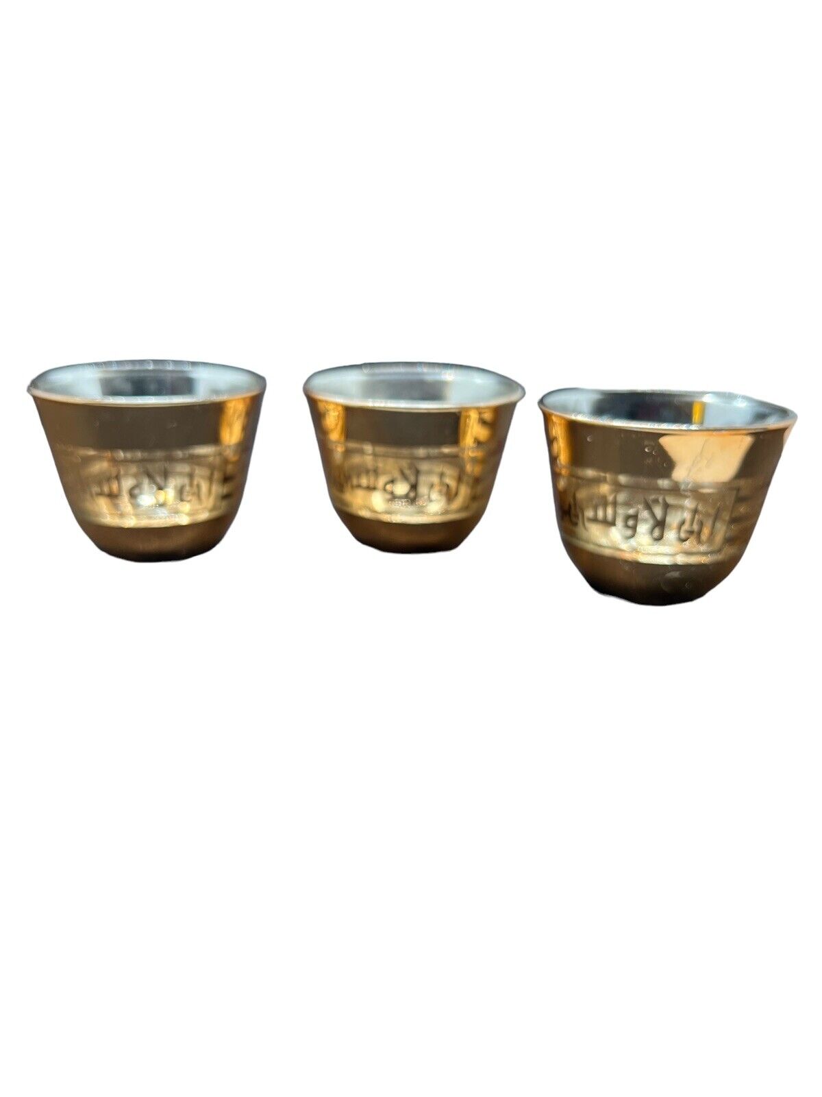 3 - Arabic/Moroccan Style Glasses with Gold Overlay For Tea Or Liquor
