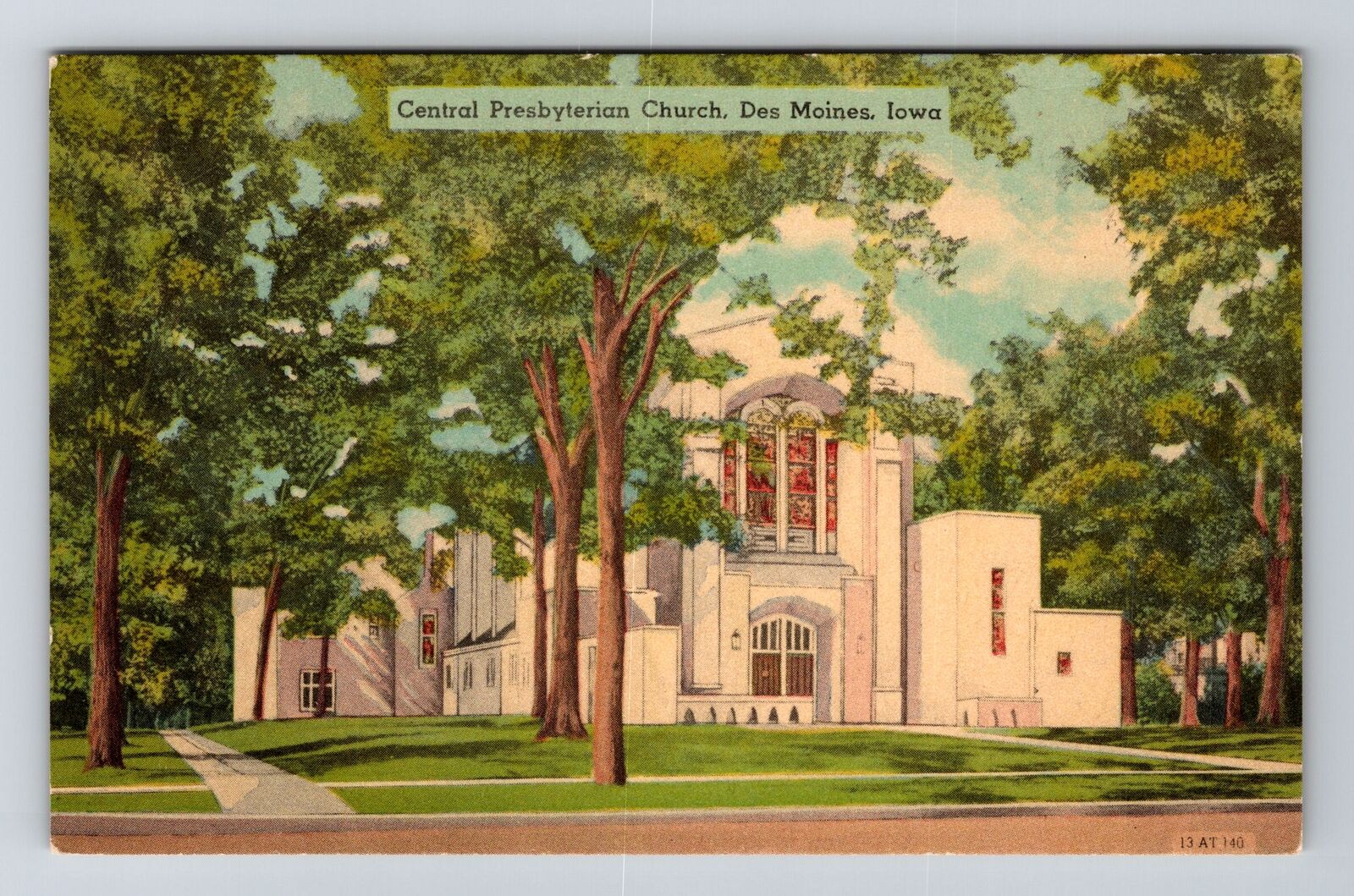 Des Moines IA-Iowa, Central Presbyterian Church, Vintage Postcard