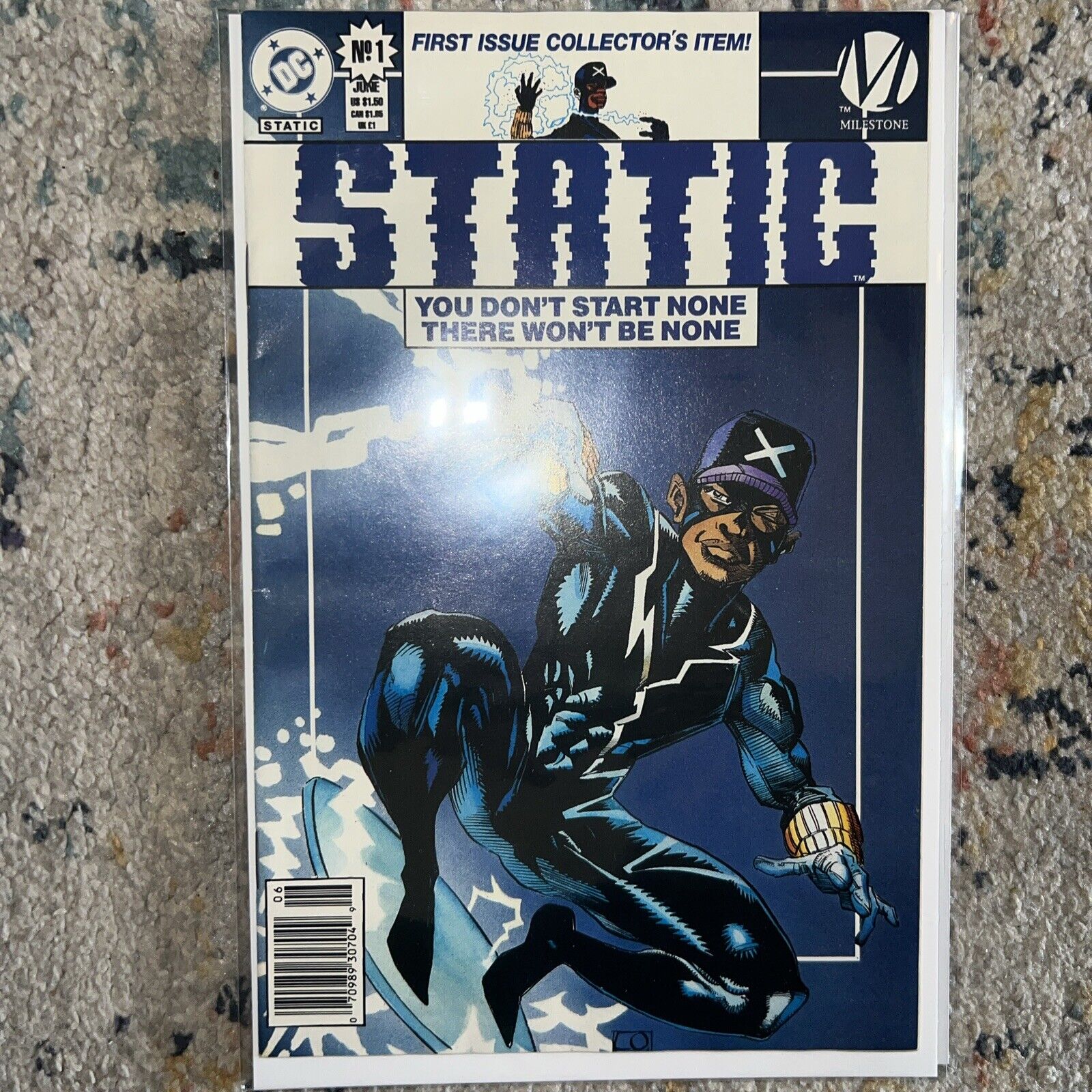 STATIC (1993) #1 BLUE Variant Newsstand FIRST APPERANCE / James Gunn Project