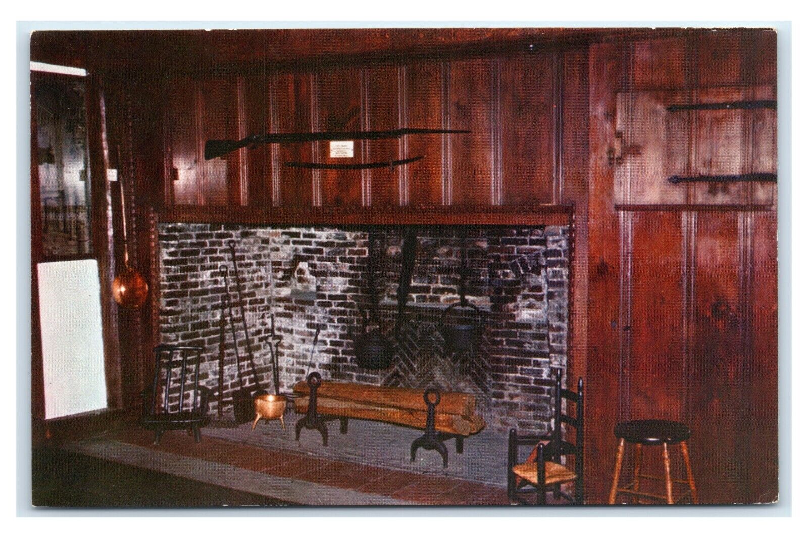 Postcard Fireplace Living Room - Paul Revere House, Boston Mass M10