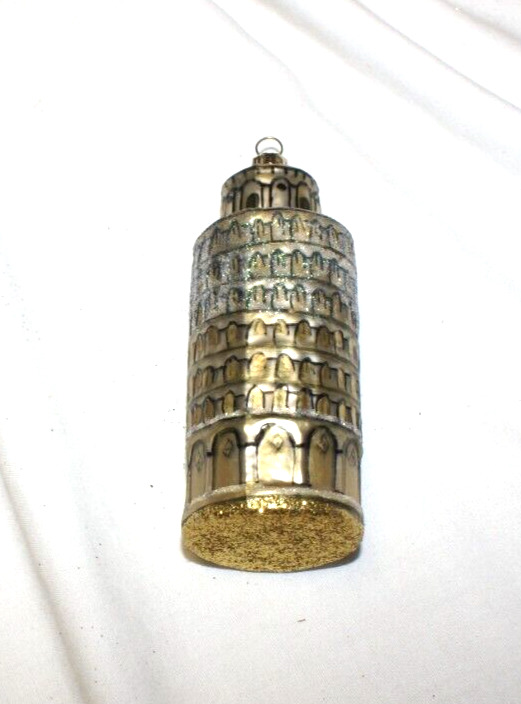 IMPULS Leaning Tower Of Pisa Christmas Ornament Italy Glittered Poland 4 1/4\
