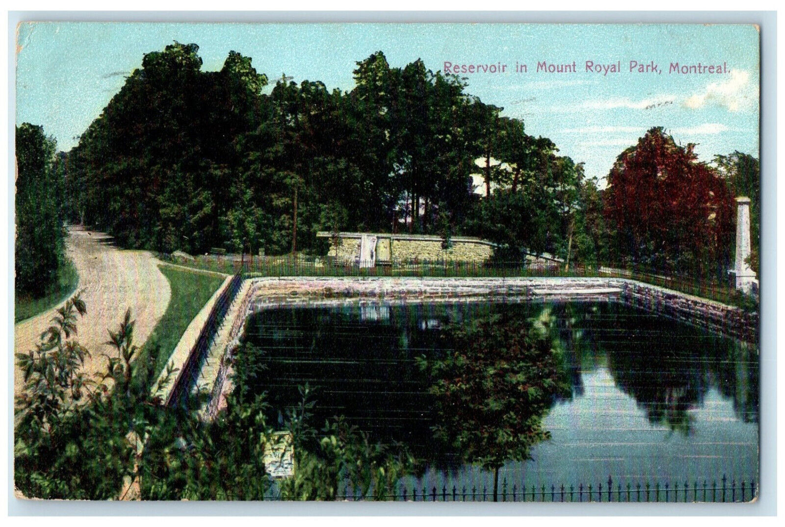 c1907 Reservoir in Mount Royal Park Montreal Canada Posted Antique Postcard