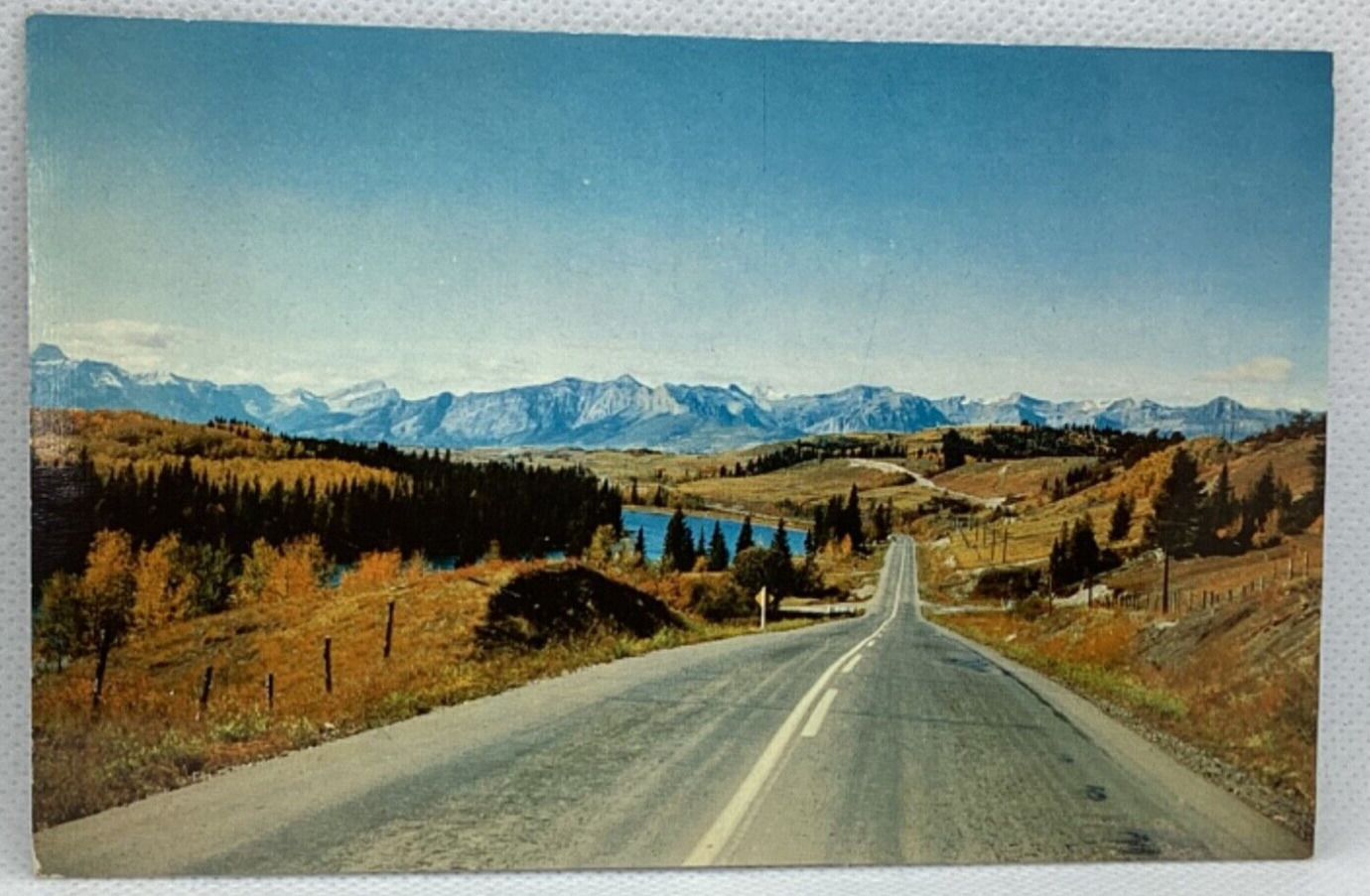 Postcard Canadian Rockies looking West Calgary-Banff Highway Alberta F23
