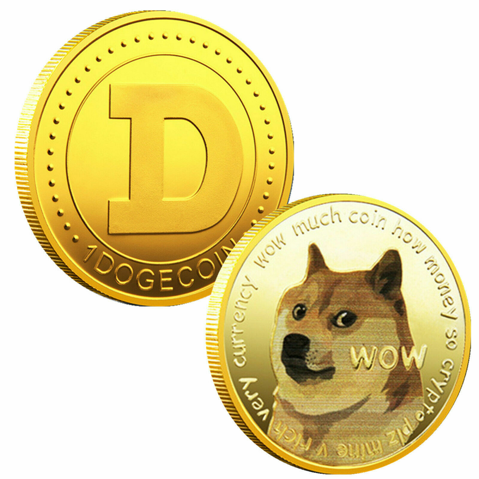 1x Gold Dogecoin Coins Commemorative 2021 New Collectors Gold Plated Doge Coin