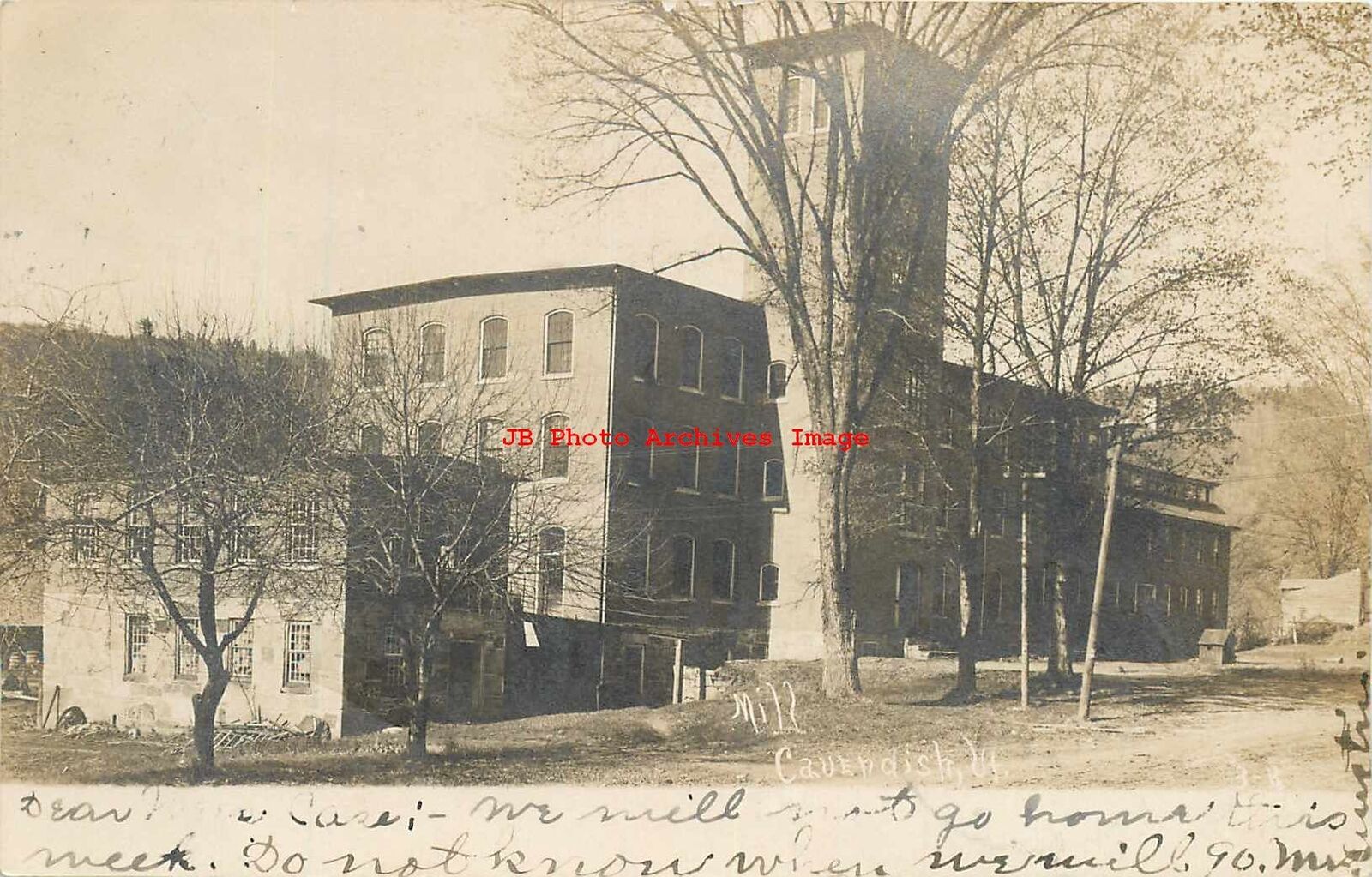 VT, Cavendish, Vermont, RPPC, Gay Brothers Mill, Exterior View, 1907 PM, Photo