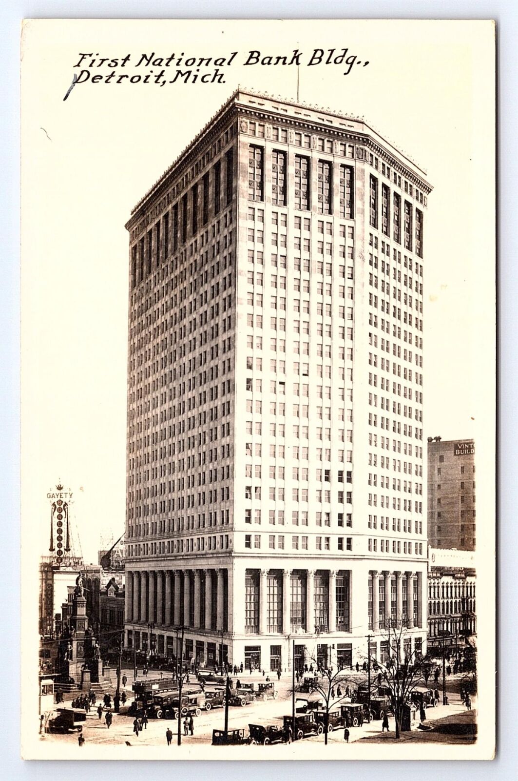 Postcard RPPC First National Bank Building Detroit Michigan
