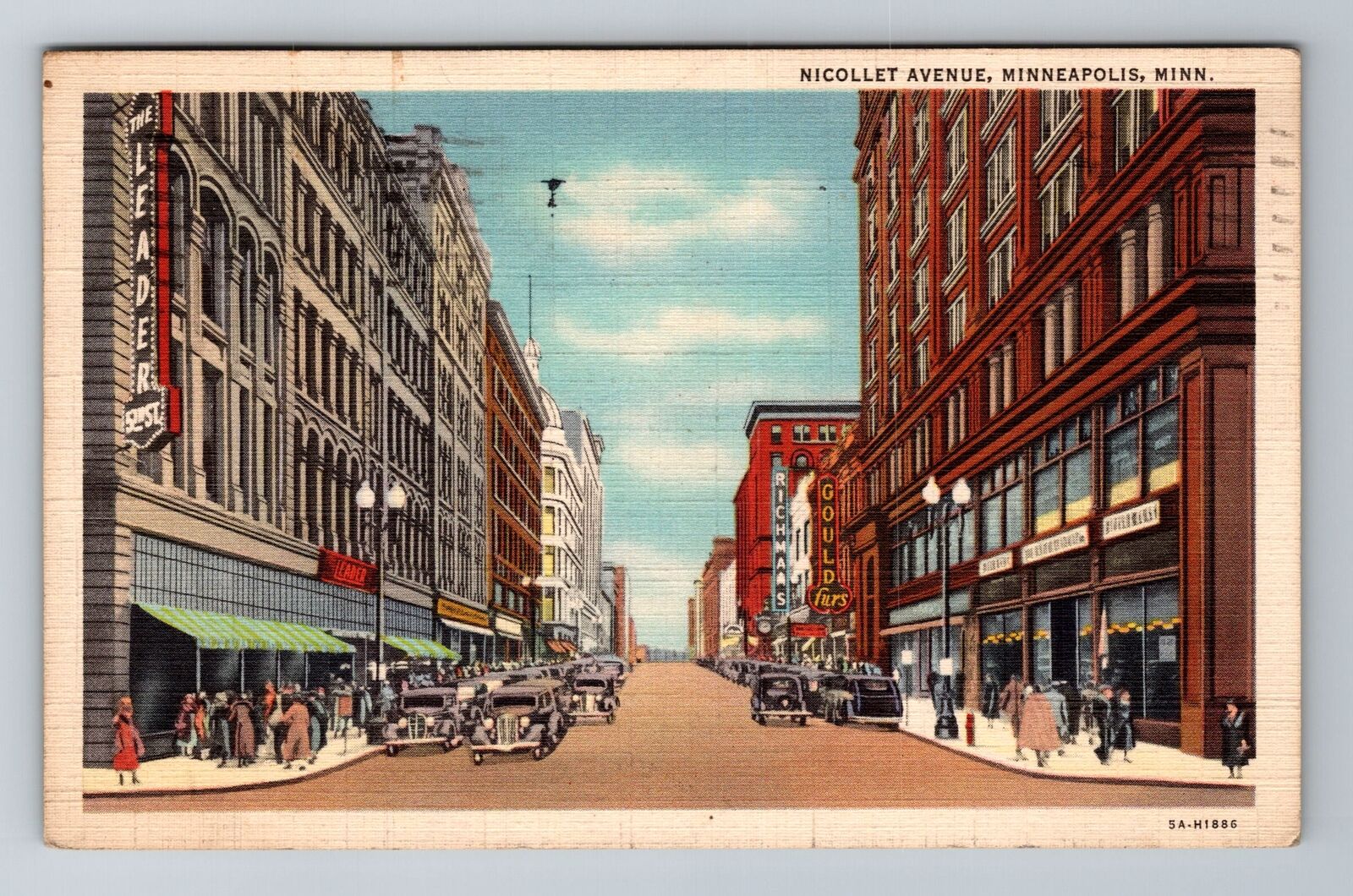Minneapolis MN-Minnesota, Nicollet Ave, Business Area, c1937 Vintage Postcard