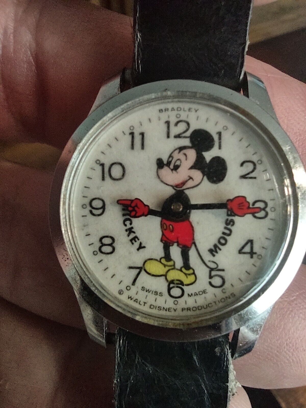 VTG women\'s Bradley Walt Disney Swiss Made Mickey Mouse Watch #23 Working Well 