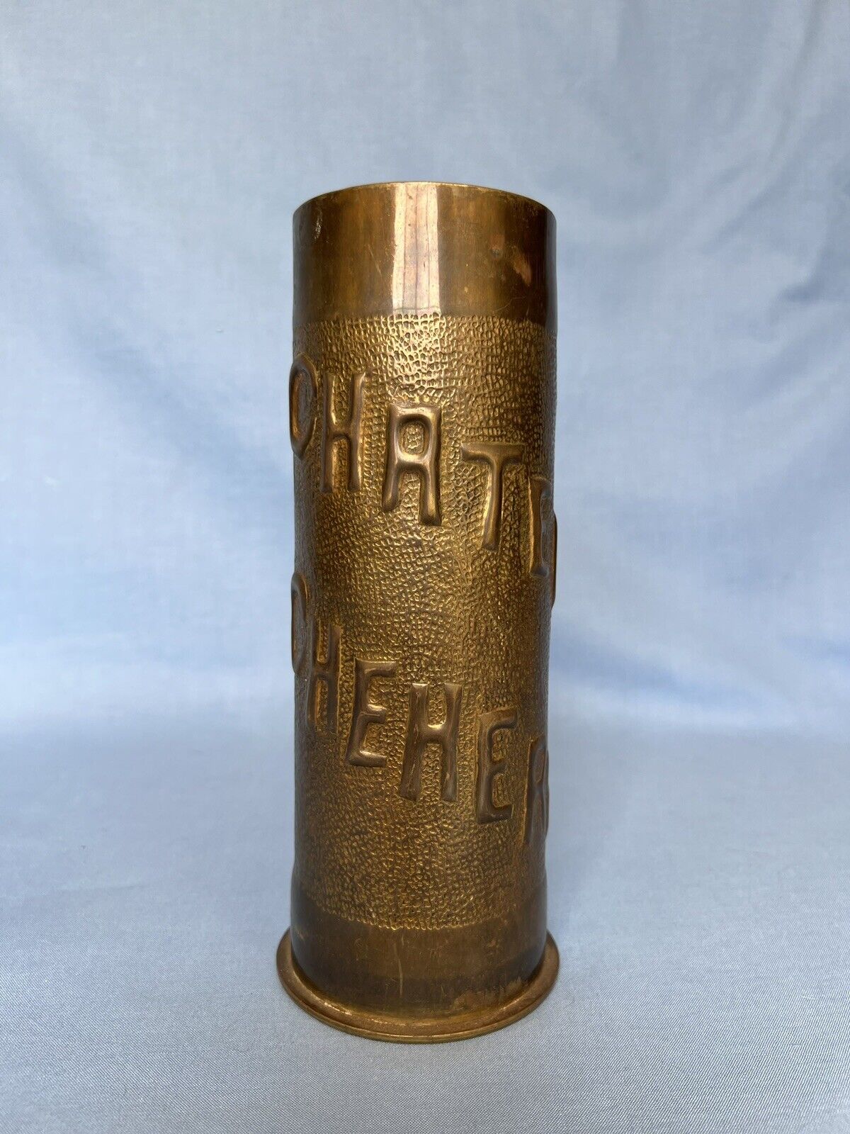 Antique WWI Trench Art Brass 1918 France CHATEL CHEHERY Meuse-Argonne Offensive