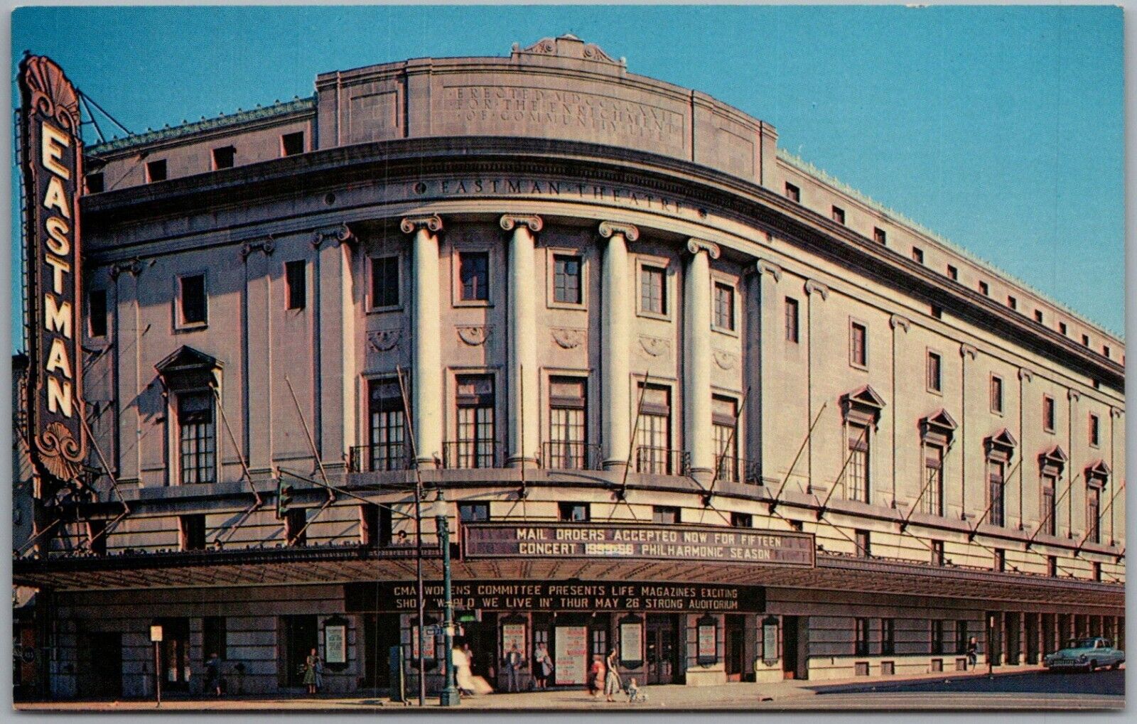 Eastman Theatre On Main St Downtown Rochester  New York seats 3372 Postcard T50