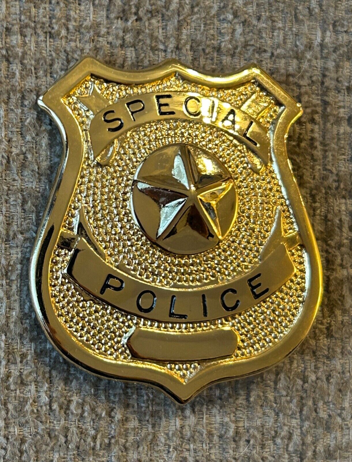 Gold Special Police Shield Badge: Metal Replica, 2.2” x 2.5\