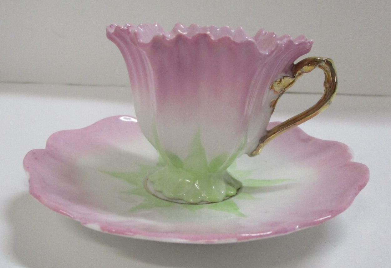 Vintage Demitasse Flower Shaped Tea Cup and Saucer