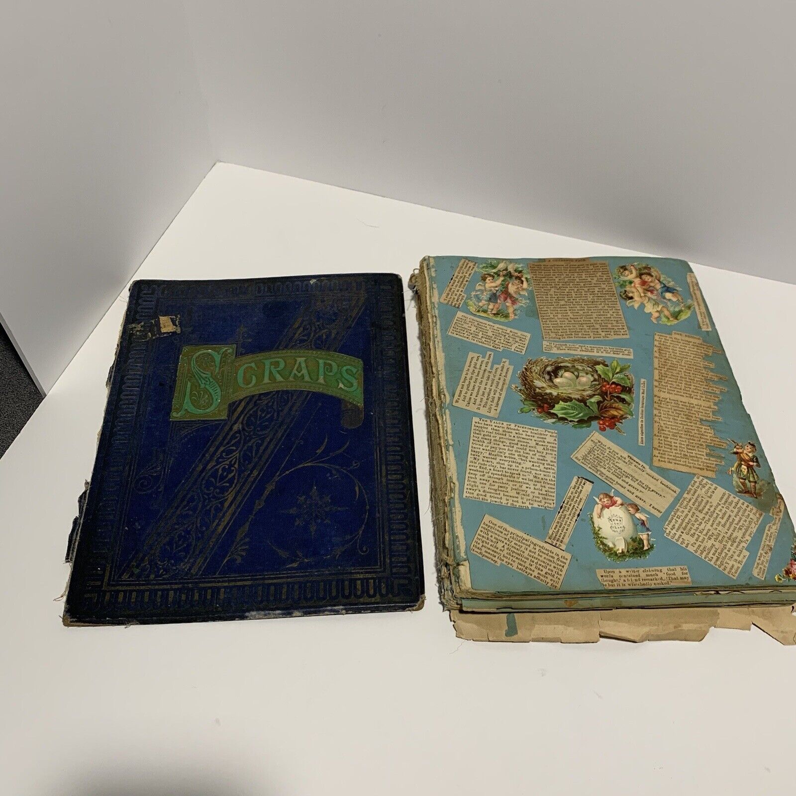 1880\'s VICTORIAN TRADE CARD SCRAPBOOK Poems Cut Outs Scraps