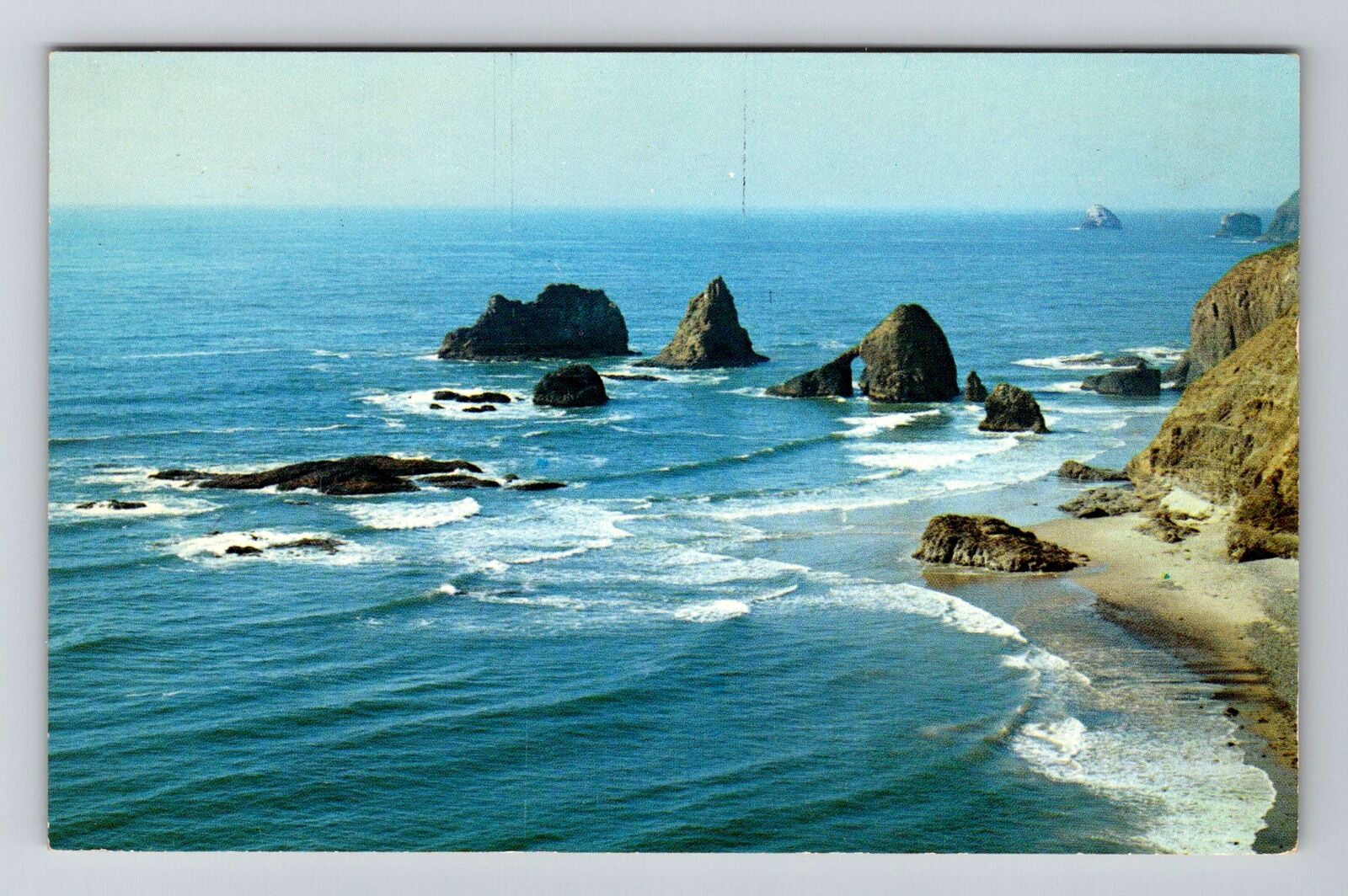 Oceanside OR-Oregon, Pacific Ocean Coastline, c1957 Vintage Postcard