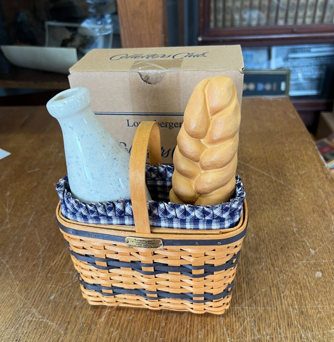 Longaberger Collector\'s Club J.W. Miniature 2000 Bread & Milk Basket with Box