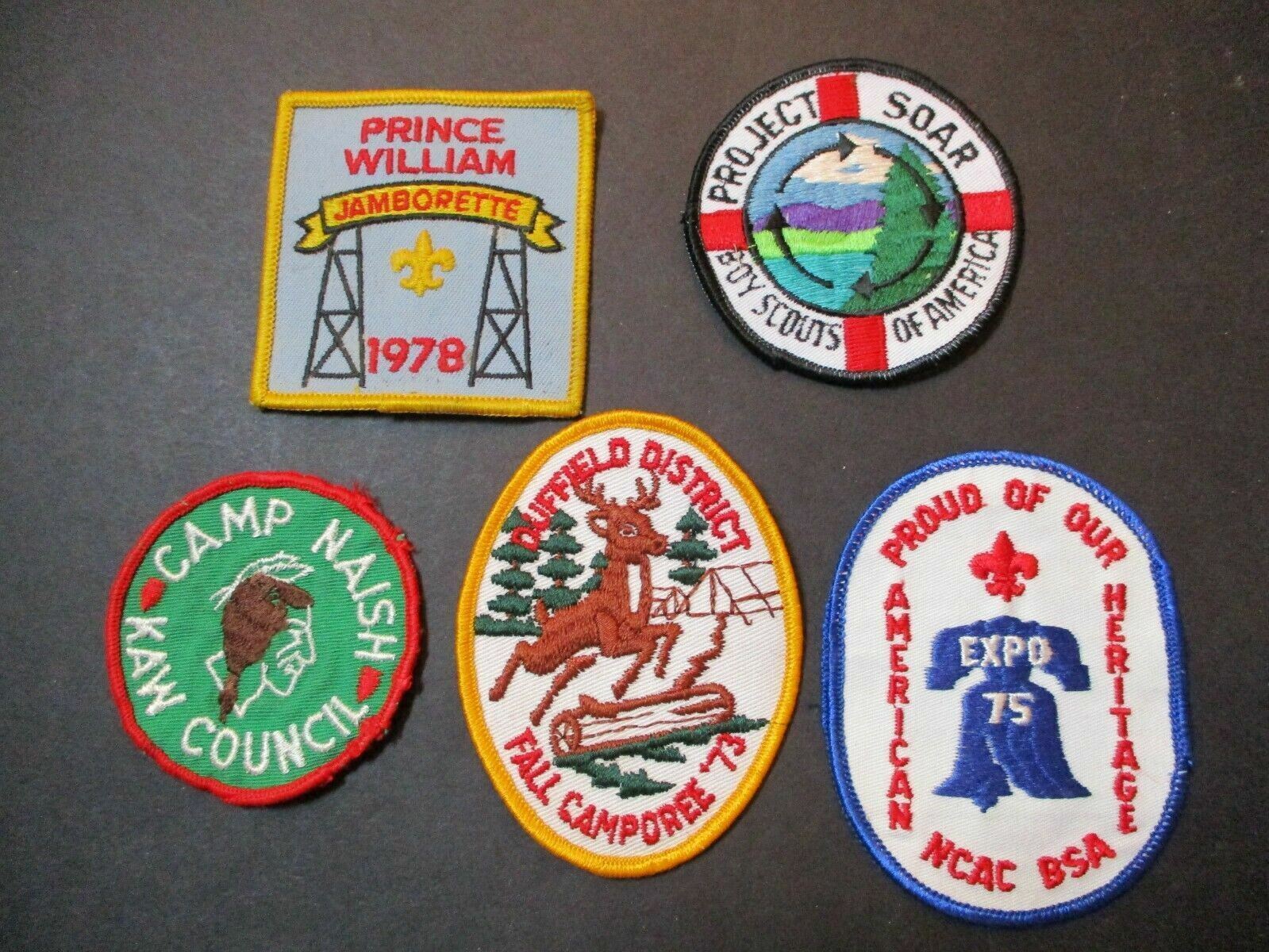 Lot of 5 boy scout patches-Prince William 1978 Jamborette